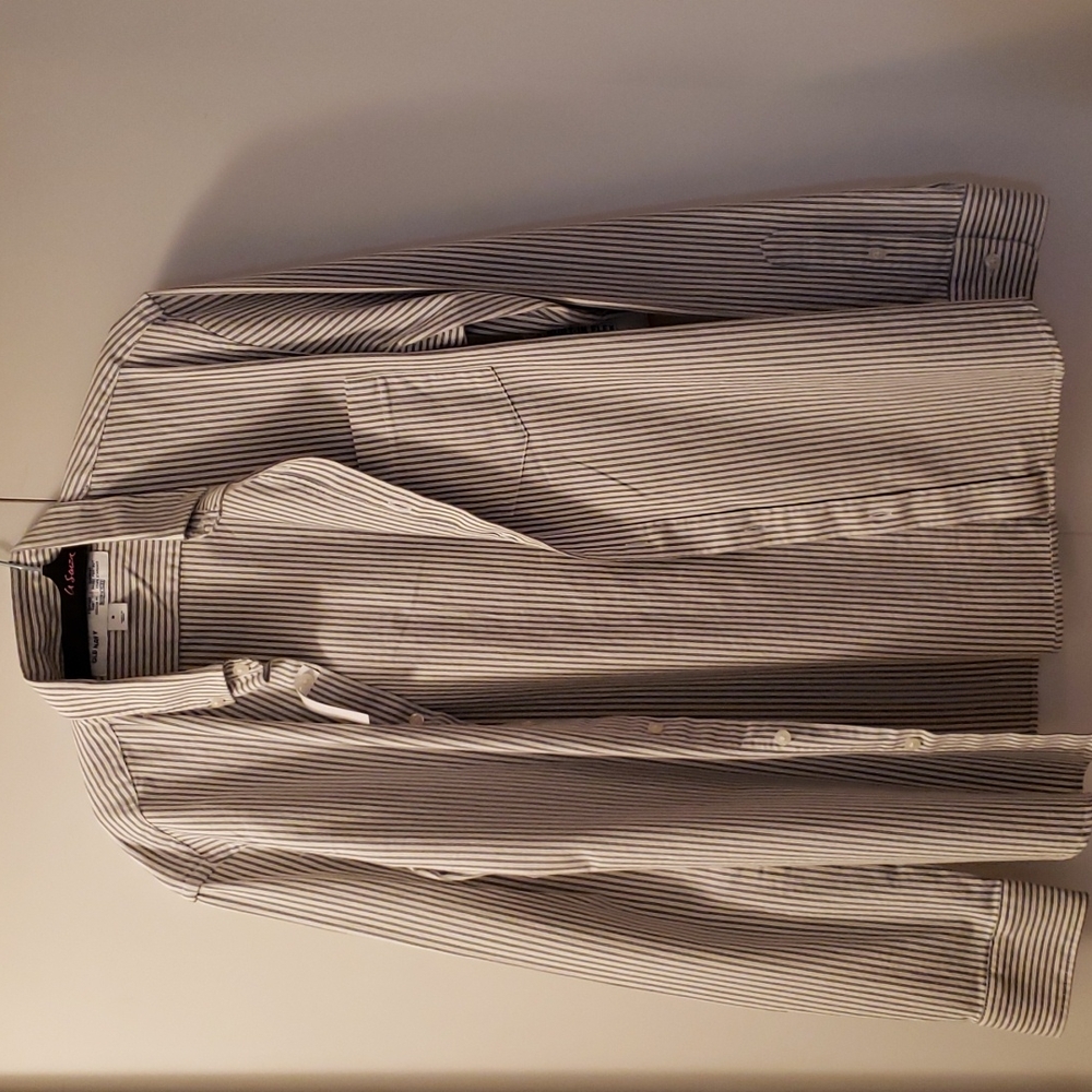 Grey & white button down shirt